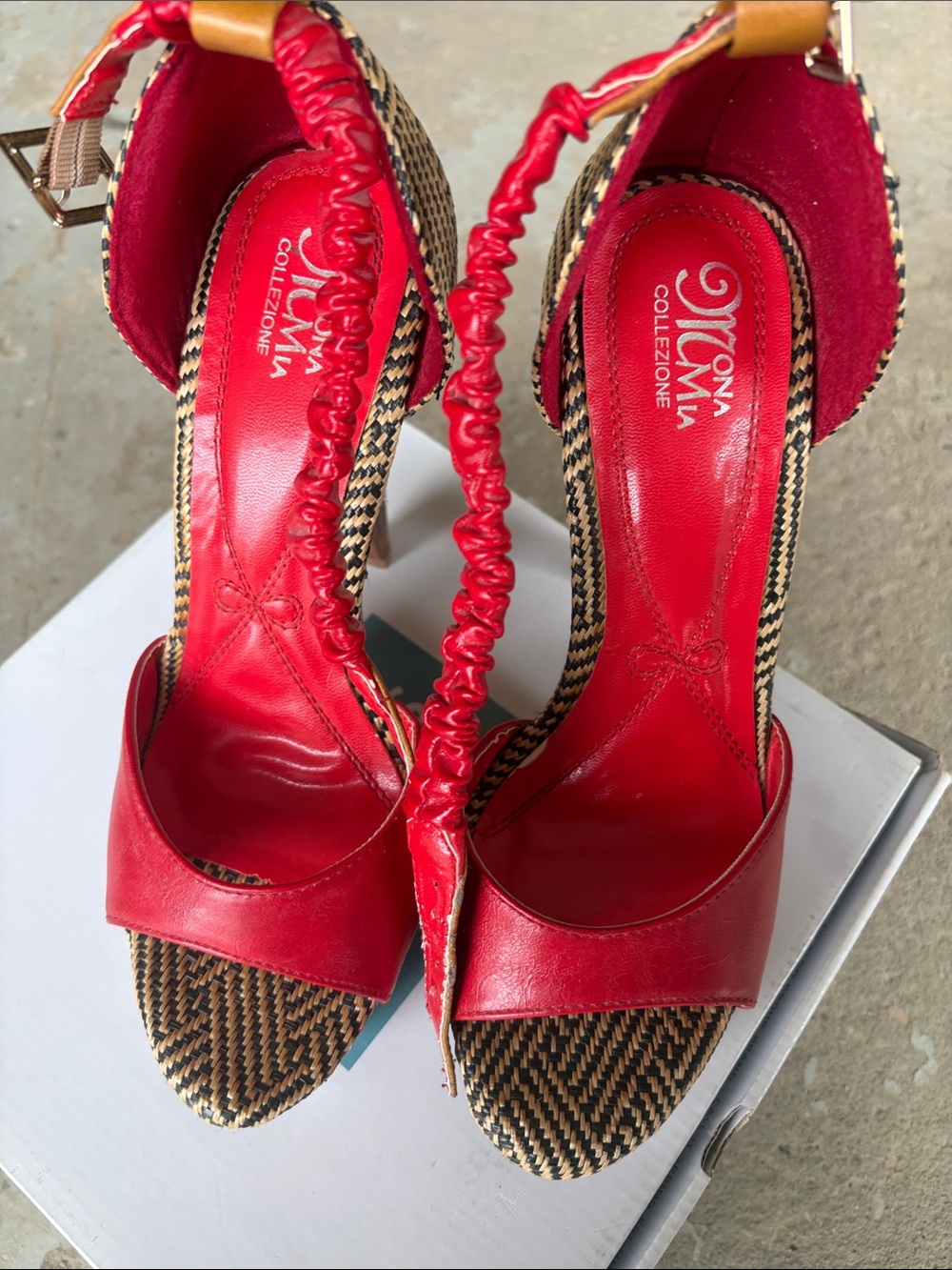 Red Leather Slingback Sandals